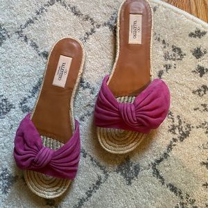 Valentino Pink Suede Slides